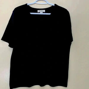 Tradition NWOT black, short sleeve T-shirt  with lace edging
